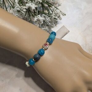 NWT J. JILL Elegant Blue Beaded Adjustable Bracelet - Cloisonne Inspired